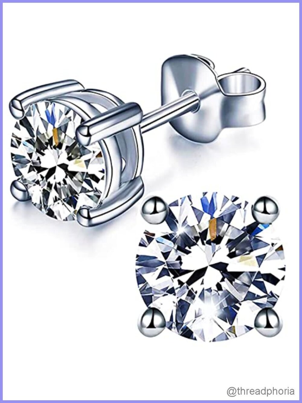 Moissanite Stud Earrings 925 Sterling Silver 1ct Push Back